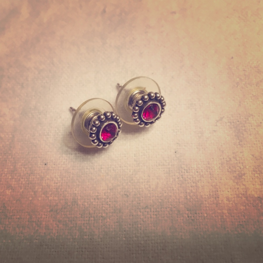 Garnet Colored Stud Earrings